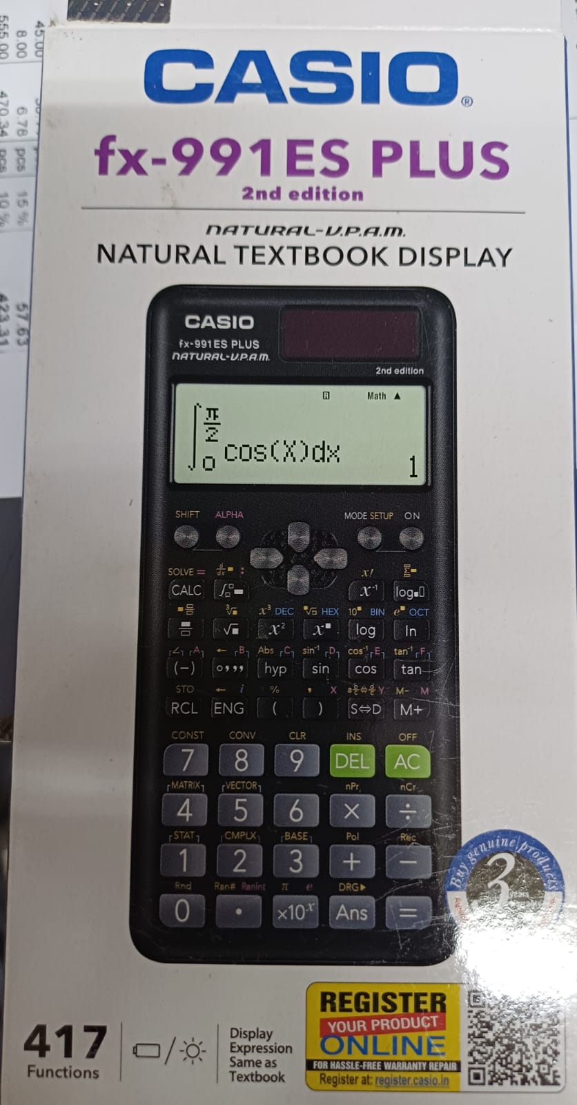 Casio Fx-991 Es Plus Scientific 2nd Edition Calculator 417 Functions (4549526608780)