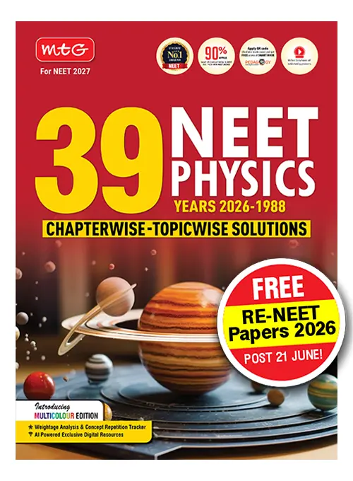 39 Years NEET Physics PYP with Chapterwise Topicwise Solutions for NEET 2027 Exam – Get Free access of Smart Book and Video Solutions (Based on Latest Syllabus) (9789375442905)