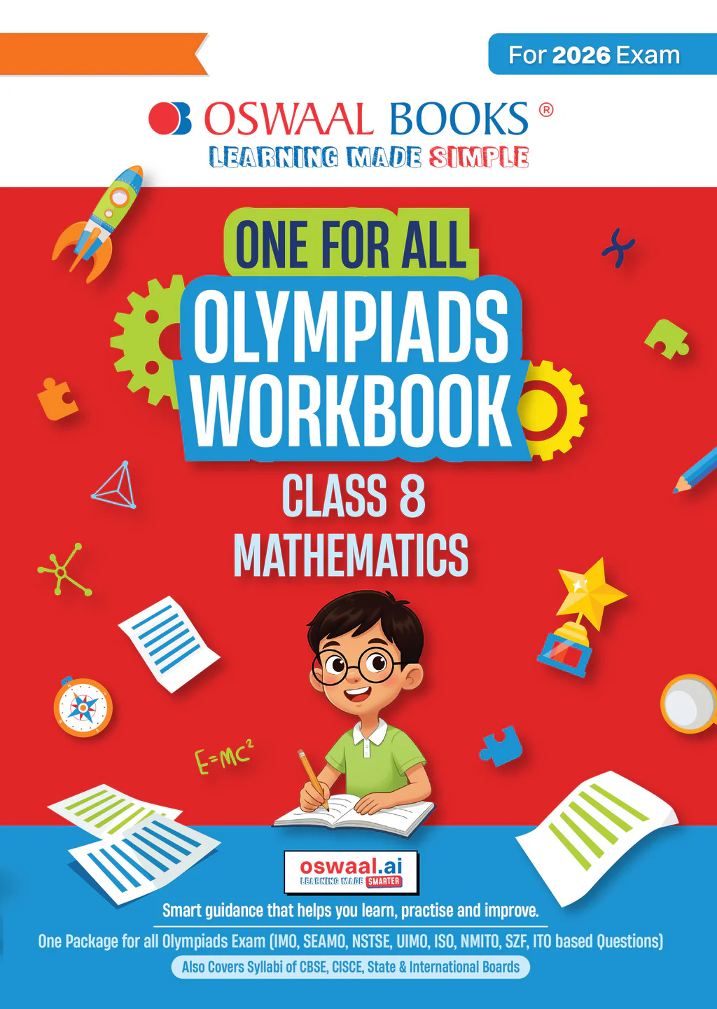 Oswaal One For All Olympiads Workbook Class 8 Maths | Questions for SOF IMO & Other Olympiad Exams 2026 | With Sample Practice Papers & Oswaal.AI (9789373011646)