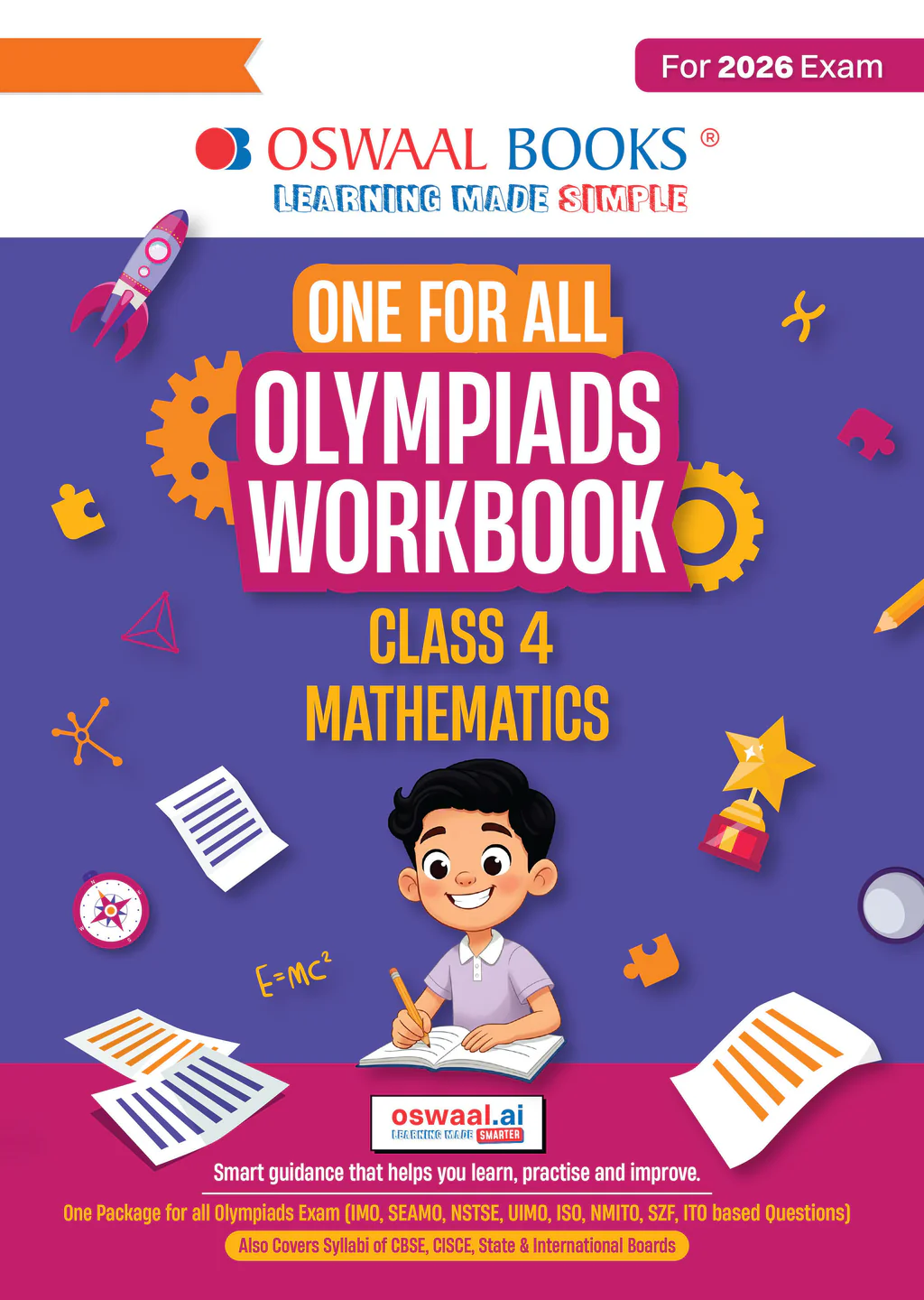 Oswaal One For All Olympiads Workbook Class 4 Maths | Questions for SOF IMO & Other Olympiad Exams 2026 | With Sample Practice Papers & Oswaal.AI (9789373011011)