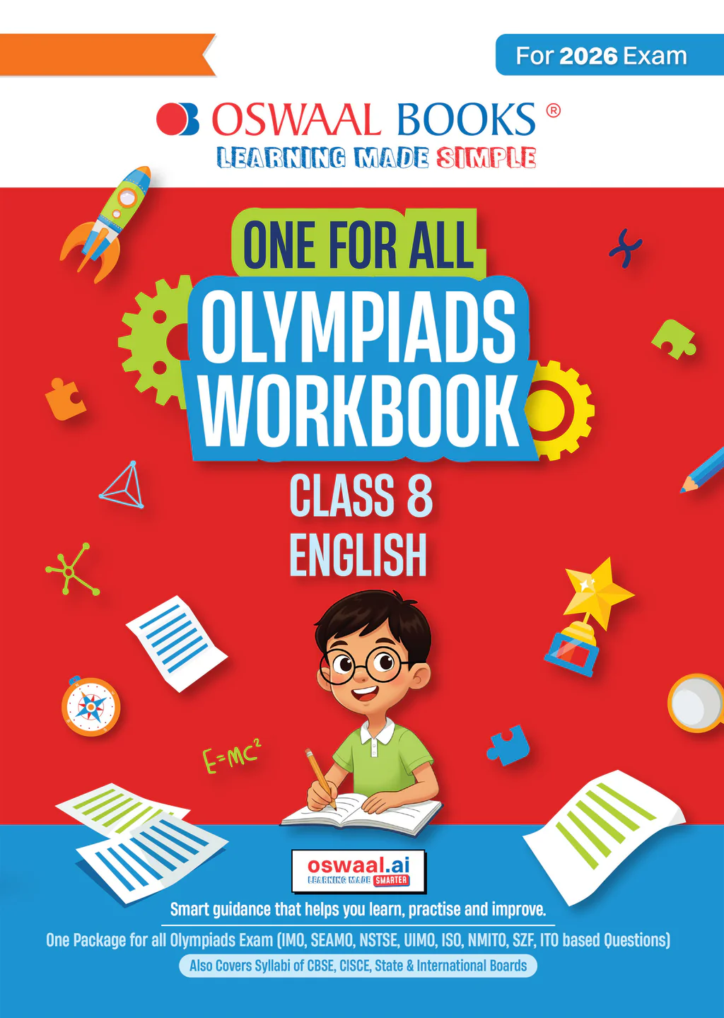 Oswaal One For All Olympiads Workbook Class 8 English | Questions for SOF IEO & Other Olympiad Exams 2026 | With Sample Practice Papers & Oswaal.AI (9789373019239)