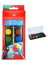 Faber Castell 12-Piece Watercolour Cake With A Brush For Watercolour Paintings (8901180760161) (A)