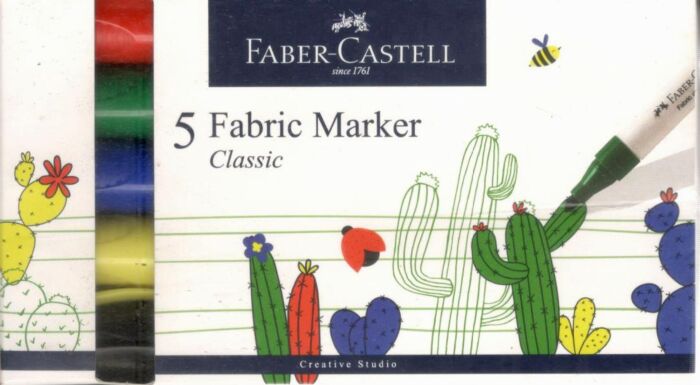 Faber Castell Fabric Marker | Pack of 5 Pcs | (8901180505069) (A)