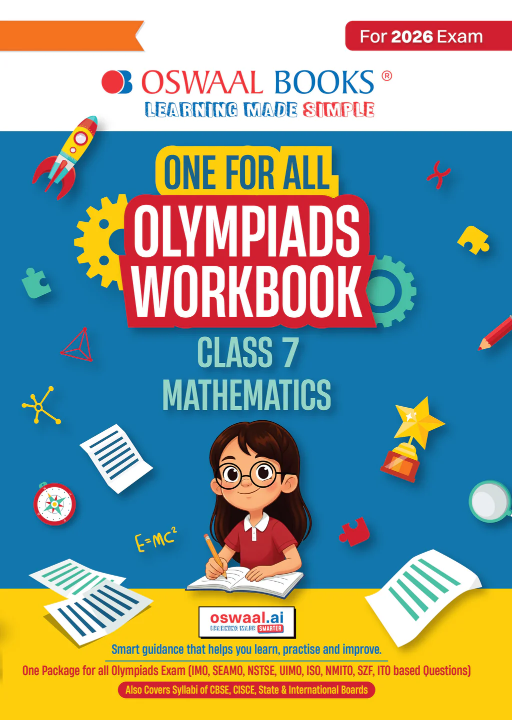 Oswaal One For All Olympiads Workbook Class 7 Maths | Questions for SOF IMO & Other Olympiad Exams 2026 | With Sample Practice Papers & Oswaal.AI (9789373010748)