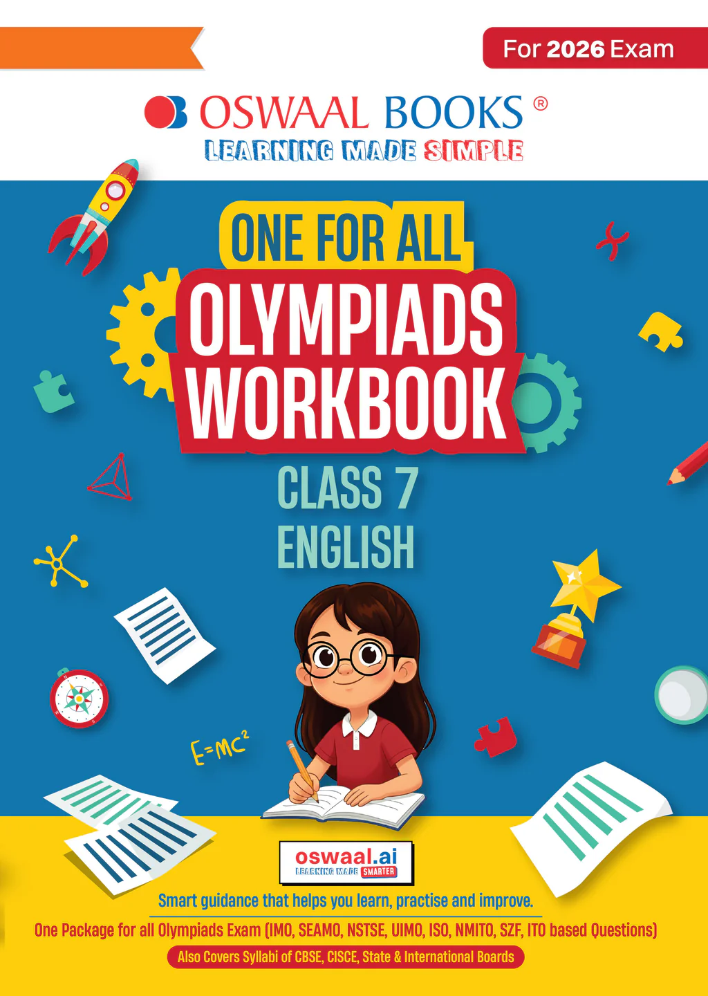 Oswaal One For All Olympiads Workbook Class 7 English | Questions for SOF IEO & Other Olympiad Exams 2026 | With Sample Practice Papers & Oswaal.AI (9789373015217)