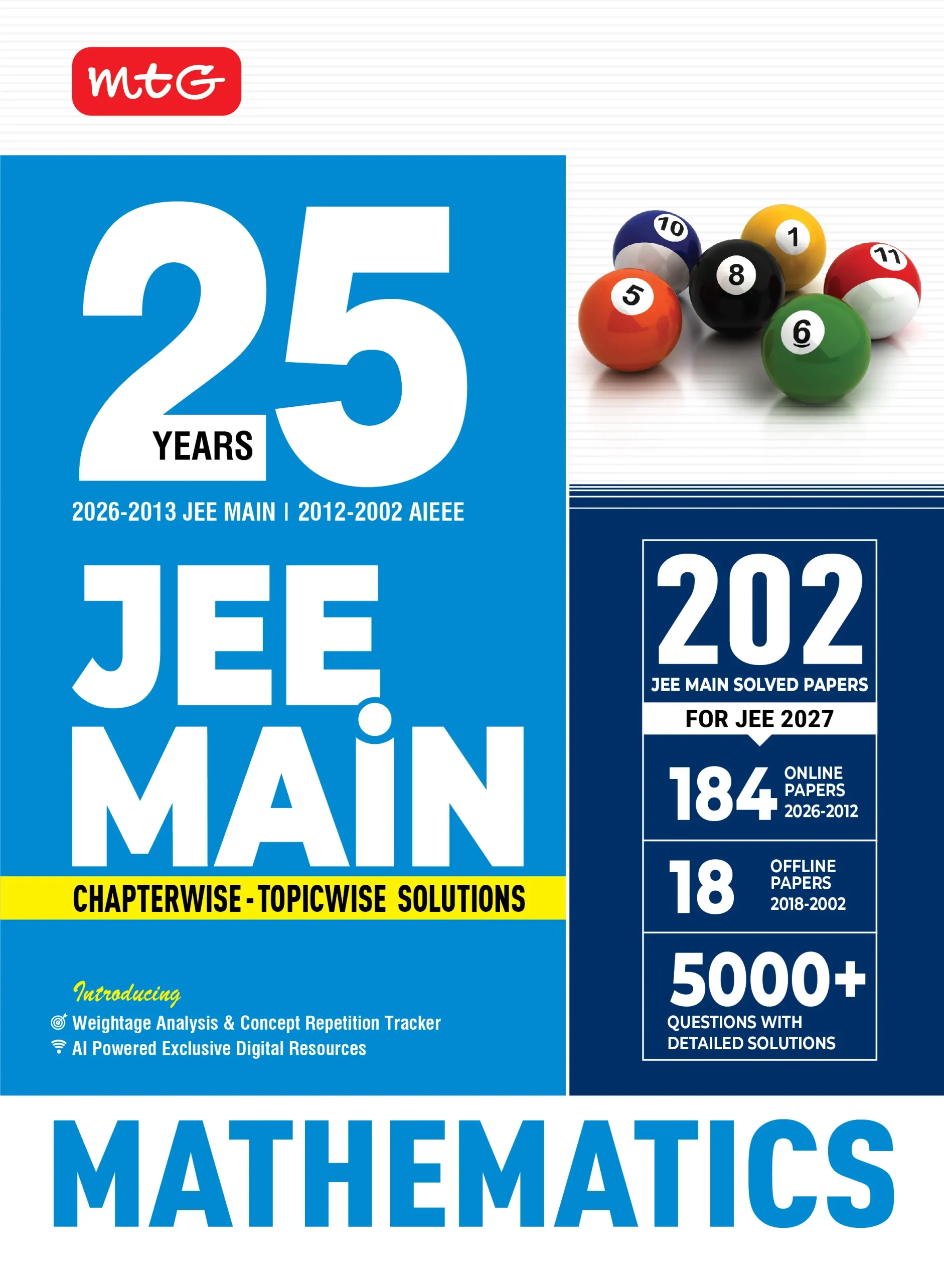 MTG-25 Years JEE MAIN Chapterwise Topicwise (2026-2002) – Mathematics For 2027 Exam (9789375448341)