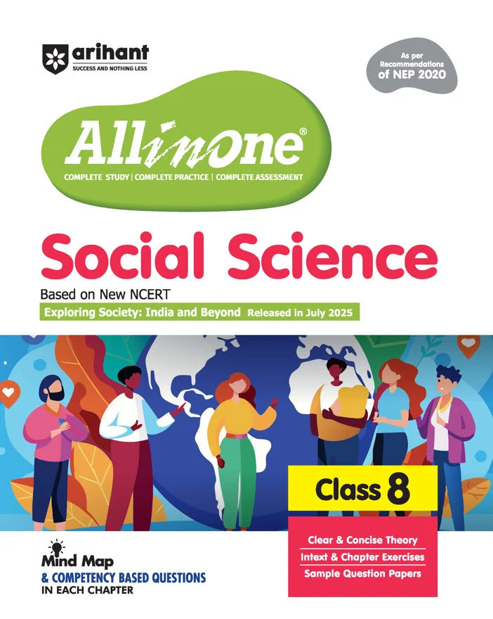 Arihant All In One Social Science Class 8 Book 2025 | NCERT Textbook Based | Exploring Society: India And Beyond | Complete Study, Practice & Assessment With Mind Maps, Chapter Exercises & Sample Question Papers | English Medium (F1336)